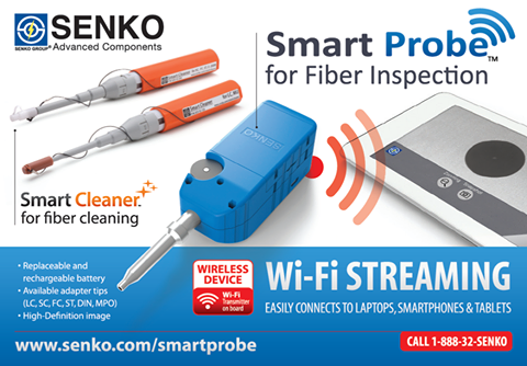 The Smart Probe allows technicians to inspect the fiber endfaces